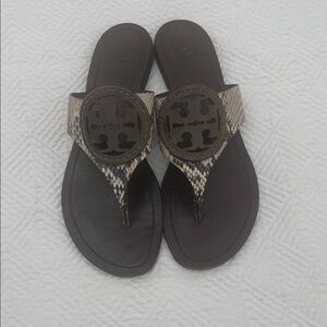 Tory Burch Brown Snakeskin Sandals